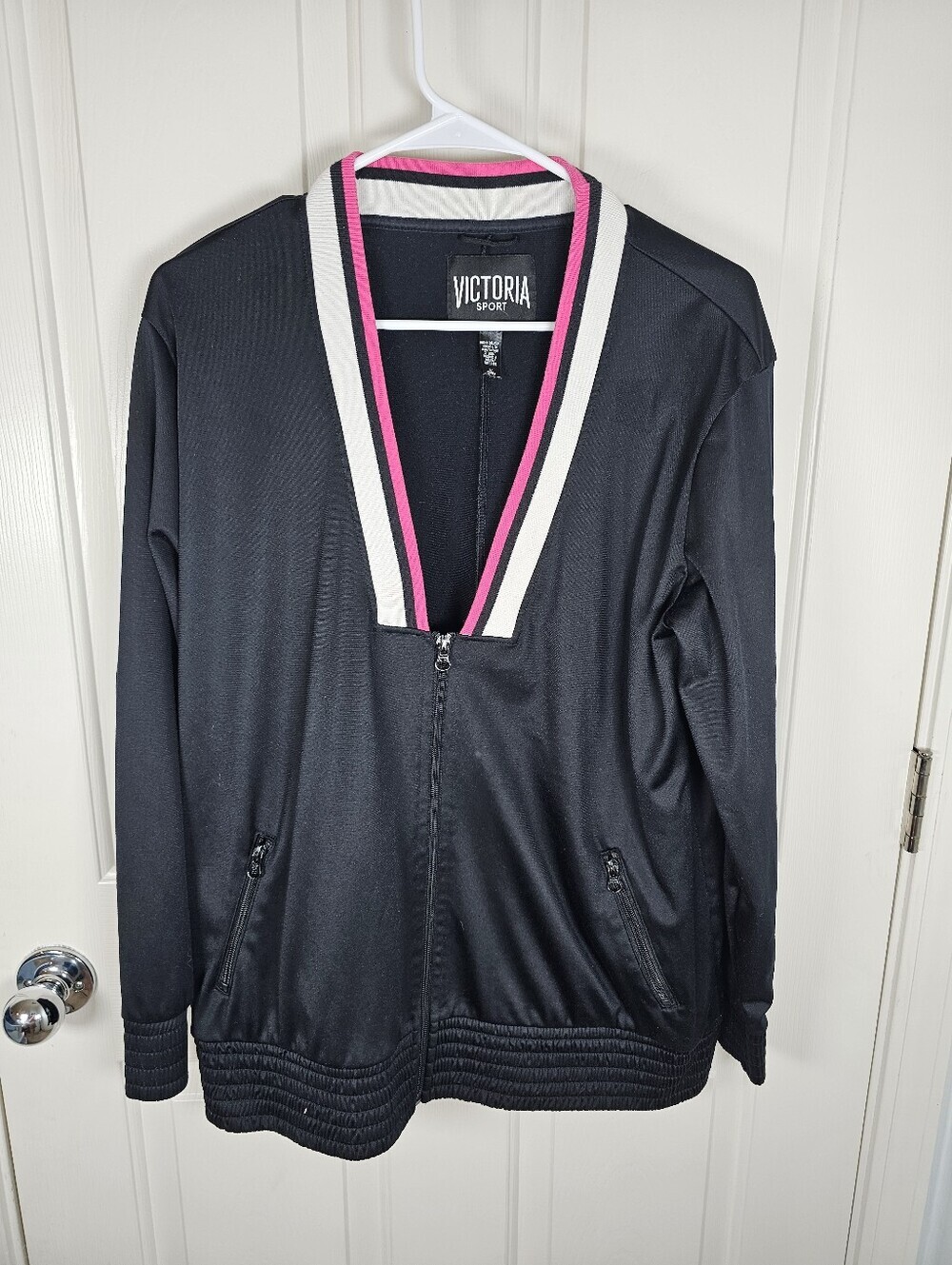 Victoria’s Secret Sport Black Satin Bomber Jacket Size M